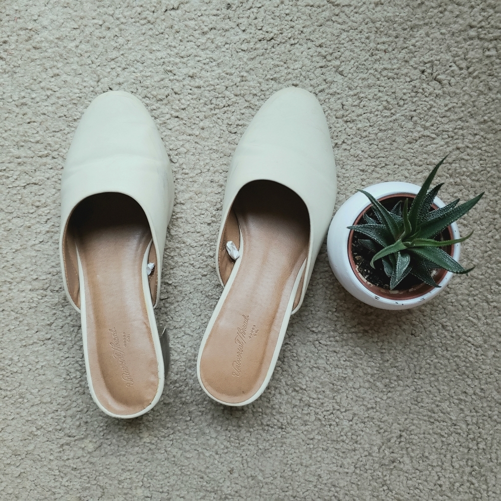 FREE W/BUNDLE cream vegan leather slides low heel